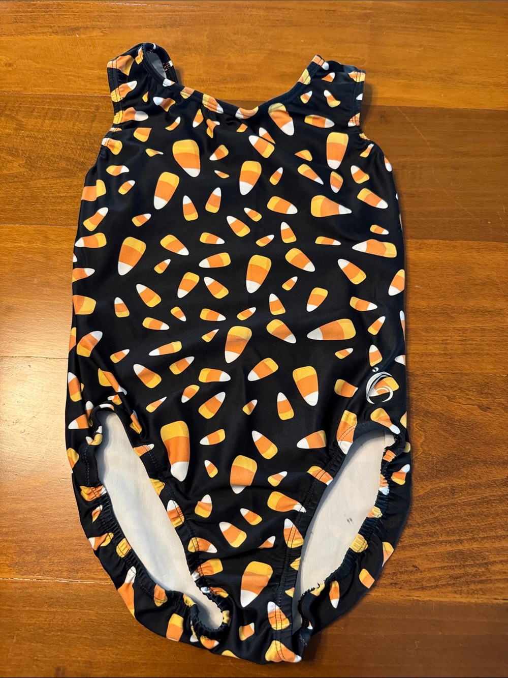 Black Candy Corn Print Gymnastics Leotard